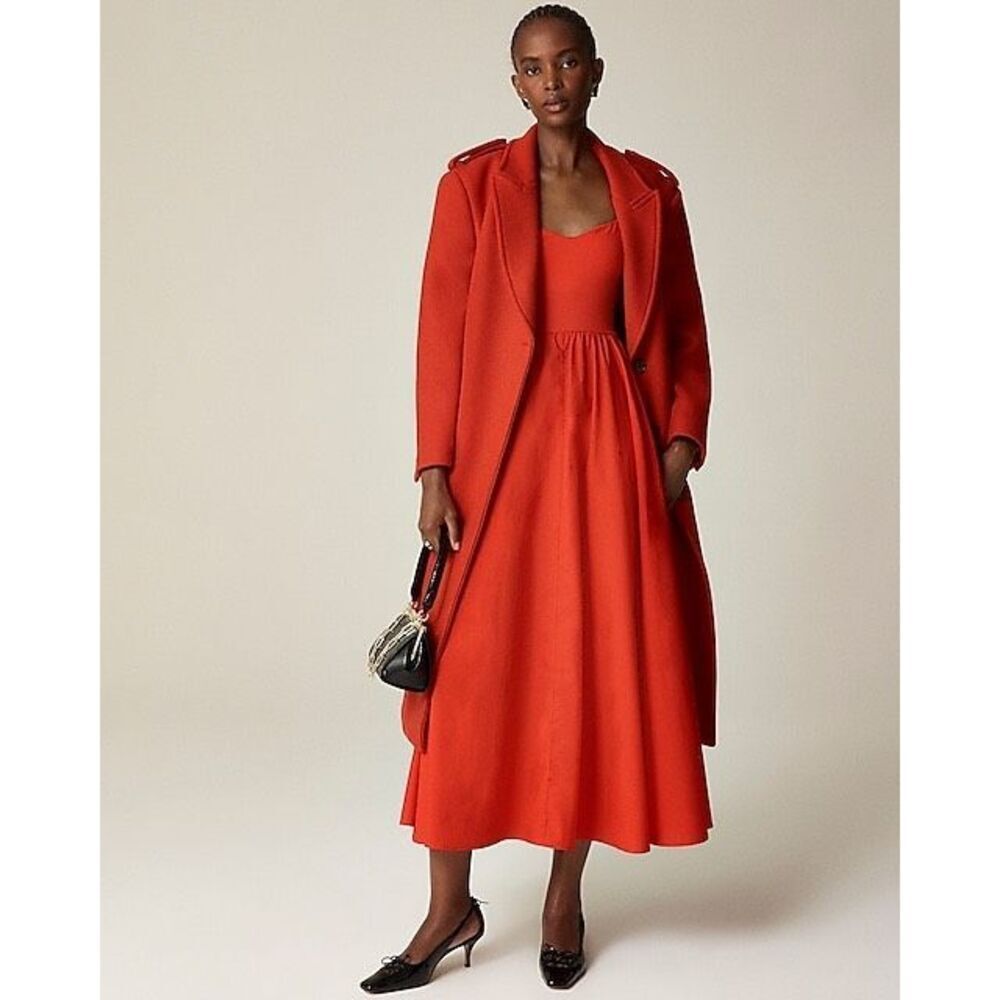 J.Crew Sweetheart Tank Midi Dress With Poplin Skirt in  Vintage Red L CA647 NWT